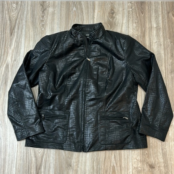 Elementz black snakeskin faux leather  jacket size 1X WOMEN - Picture 1 of 6